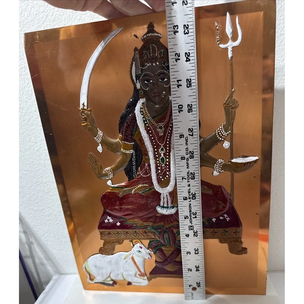LitSantoshi Mata Hindu Goddess Mother Of Satisfaction Copper 3D Wall Art Painted